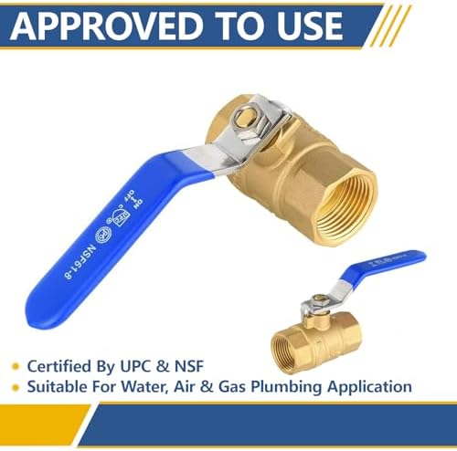 10PCS GUOFIS 1/2" Full Port Brass FIP Ball Valve,600 WOG Valve,Blue Handle - Image 3