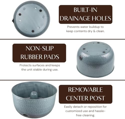 Monarch Abode Garden Hose Holder with Lid – Decorative Water Hose Holders for Outside, Hand Hammered Metal Patina Pot with Drainage, 100ft Waterhose Holder for Outside, Garden Storage Caddy - Image 5