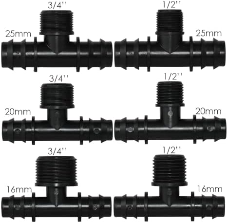 4PCS 1/2" 3/4" Threaded 16 20 25MM PE Hose Barb Tee Connector Adapter Tubing Joints Garden Drip Irrigation Coupling Repair(KSL01-297-4PCS) - Image 2