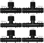 4PCS 1/2" 3/4" Threaded 16 20 25MM PE Hose Barb Tee Connector Adapter Tubing Joints Garden Drip Irrigation Coupling Repair(KSL01-214-4PCS) - Image 2