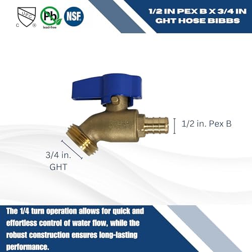 10 Pack XFITTING 1/2" Pex x 3/4" GHT Hose Bibb Valve, Garden Sillcock - Image 5