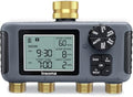 Insoma Water Timer with Brass Inlet & Outlet, 4 Independent Zones Outdoor Hose Timer for Garden Faucet with Auto/Manual/Rain Delay Mode, IPX5 Waterproof, Sprinkler Irrigation Controller for Yard Lawn by Insoma