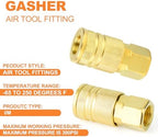 GASHER Brass 12PCS 1/4-Inch Female Industrial Coupler,1/4 Inch NPT Female Threads Size, Quick Connect Air Coupler - Image 4