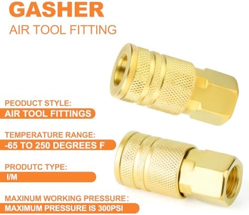 GASHER Brass 12PCS 1/4-Inch Female Industrial Coupler,1/4 Inch NPT Female Threads Size, Quick Connect Air Coupler - Image 4