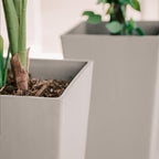 XBrand 28-Inch Tall Square Tapered Planter, Indoor & Outdoor Patio Décor, Set of 2, Light Gray - Image 3