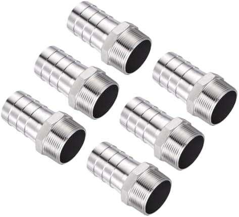 6pcs Stainless Steel Hose Barb Fittings 40mm Barb to 1-1/2" NPT Male by Kozelo