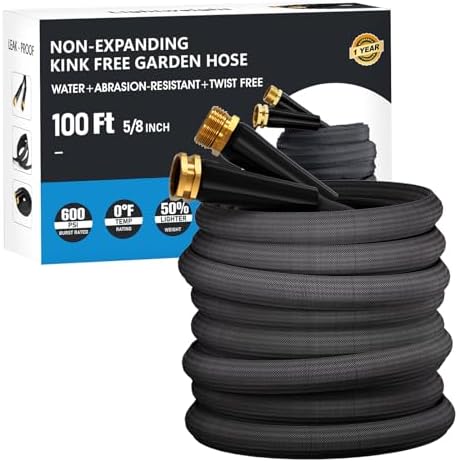 100 FT Garden Hose, Non-Expanding Water Hose, Ultra Flexible, Burst-Resistant, Kink-Free, High-Pressure Garden Hose for Easy All-Weather Use on Lawns, Gardens, and Outdoor Cleaning by GAMSOD