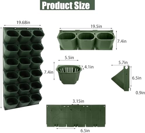 Self Watering Wall Planter | 36 Pots Vertical Garden Planter for Indoor Plants | Wall-Mounted Stackable wall planter | Hanging Plant Flower Pot Holder | 10.56 Fl Oz Each Individual Pot | Army Green - Image 3