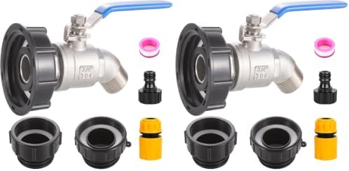Ceaeso 3-Size IBC Tote Adapter, 275-330 Gallon IBC Tote Adapter 2.44" Fine, 2" Fine and 2" Coarse Thread + 304 Stainless Steel 3/4" Garden Hose Faucet for Garden Hose Connectors (Pack of 2) by Ceaeso