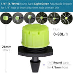 Drip Irrigation Emitters 500pcs Adjustable 8-Holes Drippers Irrigation Spinkler Nozzle Balcony Greenhouse Watering Emitters(E-LightGreen Round) - Image 2