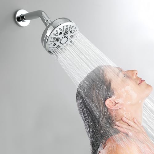 Chrome Shower System with High Pressure 6-Spray Rain Shower Head, 360° Rotatable Anti-Clog Silicone Nozzles, Wall-Mounted Shower Faucet Set, Rustproof ABS for Bathroom Upgrade - Image 2
