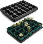 RooTrimmer 2.8 inch (7CM) Square Nursery Pots 120pcs (Green) and 24 Cell Nursery Pots Trays 5 Pack, Plastic Seedling Starter Tray with Drain Holes for Carrying and Holding Plant Pot(17"x11"x1.6") by RooTrimmer