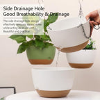 2 Pack Self Watering Hanging Planters: 9.7 Inch Pots with Chain Tray, White - Image 5