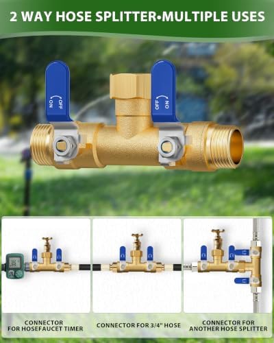 Hose Splitter 2 Way, Heavy Duty Brass Garden Hose Splitter - Image 6