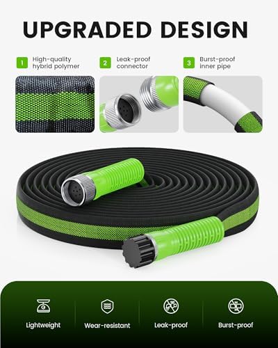 RAINPOINT Soaker Hose 25FT, 80% Water-Saving Flat Drip Hose, Leakproof and Flexible with Anodized Aluminum Ends, Double Layer Gardening Irrigation Hoses for Gardens, Vegetables and Trees, Green - Image 3