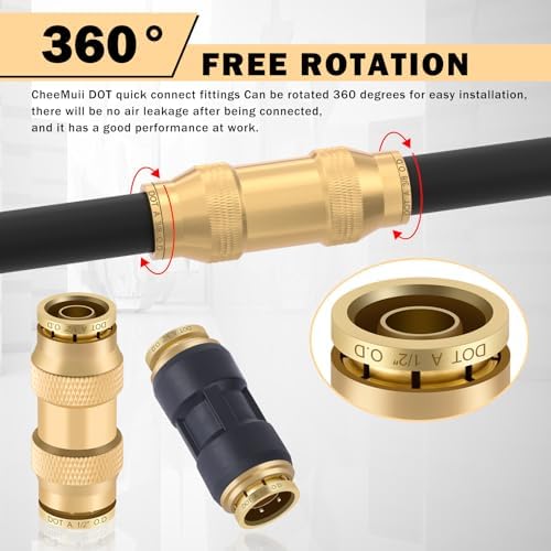 CheeMuii 60PCS Brass DOT Air Line Fitting Quick Connect & Compression Union - Image 5