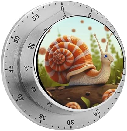 Mechanical Kitchen Timers for Cooking,Cute Snail Printed 60 Minute Magnetic Countdown Timer,Cute Cooking Timers with Alarm,Stainless Steel Time Timer Manual No Batteries Required by Unknown