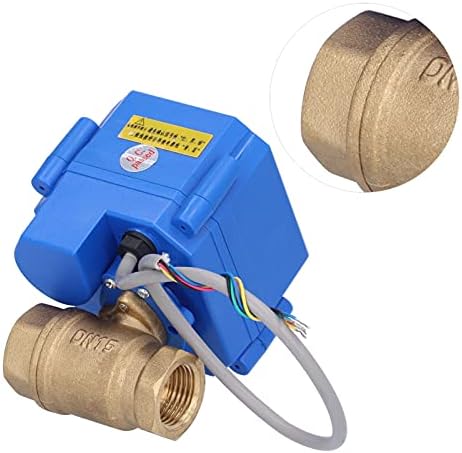 BRRNOO Solenoid Valve, Automatic Water Shut Off Valve with Switch Indication Brass Motorized 5 Wire DC12V Through Electric Ball - Image 3