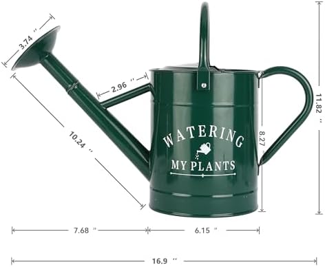 Garutom Galvanized Watering Can for Outdoor Indoor Plants, 1 Gallon Decorative Countryside Water Can with Removable Spout, Metal Watering Can for Indoor Plants and Garden Flower (Green) - Image 7