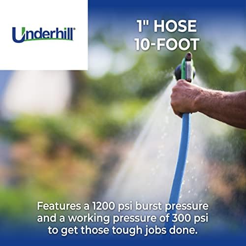 Underhill ShortyPro UltraMax Commercial Garden Water Hose, Lightweight, Heavy-Duty, Flexible, Anti-Kink, 1200 psi, H10-S10, 1 Inch x 10 ft, Blue - Image 4