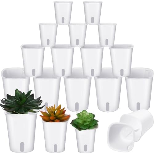 Ziliny 18 Pcs Self Watering Pots Plastic Plant 3 Sizes Flower Plant Pot with Inner White Flower Pots for Indoor House Plants Plastic Self Watering Pot for Herbs Flowers (Xs,S,M) by Ziliny