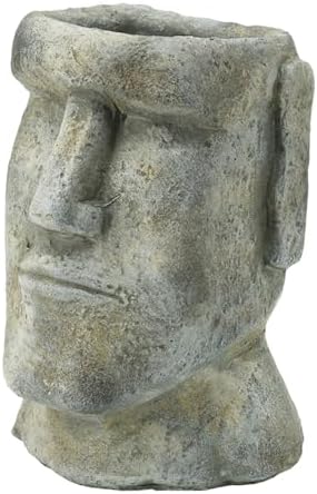 Easter Island Moai Cement Planter, 9 Inch, Gray - Image 3