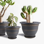 Usocik 12 Inch Pots for Plants, 4 Pack, Gold Plaid - Image 5