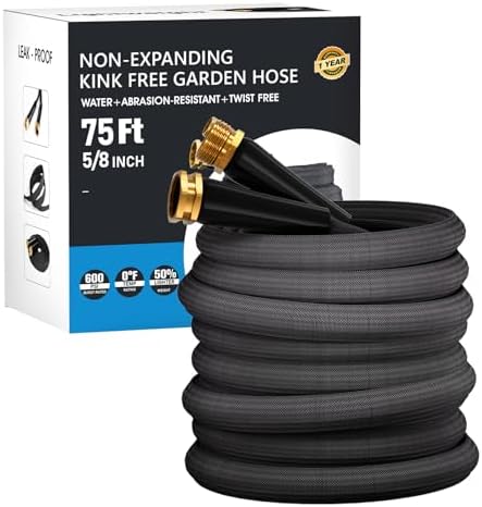 75 FT Garden Hose, Non-Expanding Water Hose, Ultra Flexible, Burst-Resistant, Kink-Free, High-Pressure Garden Hose for Easy All-Weather Use on Lawns, Gardens, and Outdoor Cleaning by GAMSOD
