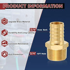 8pcs Brass Hose Barb Fittings 3/4" Hose Barb to 3/4" NPT Male - Image 2
