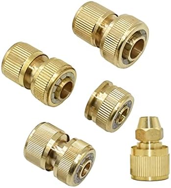 Hose Connector Adapter Brass 1/2 Inch 3/8 Inch 5/8 Inch 3/4 Inch Garden Hose Quick Coupling Copper Water Stop Connector 16mm 20mm Irrigation Hose Adapter 5pc (Color : 1I2 Waterstop) by Unknown
