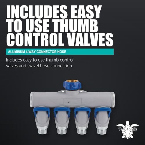 Teal Turtle Aluminum 4-Way Connector Hose Shutoff Manifold, 2-Pack - Image 6
