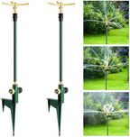 2 PCS 3-Arm Garden Sprinkler, Lawn Sprinkler with Adjustable Base by Feeloco