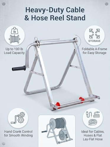 Folding Single Spool Cable Rack, Hose Reels, cable caddy, garden hose reel - Image 5