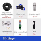 Industrial Dust Control Cooling Mist Kit - High Pressure Waterproof Hose & Adjustable Nozzles for Backyard & Patio - 180ft Coverage for Effective Dust Suppression - Image 2
