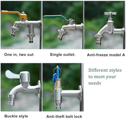 Floor Mounted Faucet Outdoor Water Pipe Vertical Fountain Irrigation Column,Hexagon Vertical Garden Water Column - Stainless Steel Faucet, Free-Standing Insulated Antifreeze System for Home - Image 5