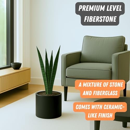 Fox & Fern Large Planter for Indoor or Outdoor, Black Matte, 8 Inch - Image 2