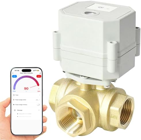 DN20 WiFi Remote Control Smart Water Valve,3/4” DC5V-DC12V Brass 3-Way Electric Ball Valve by ILSY-IVA