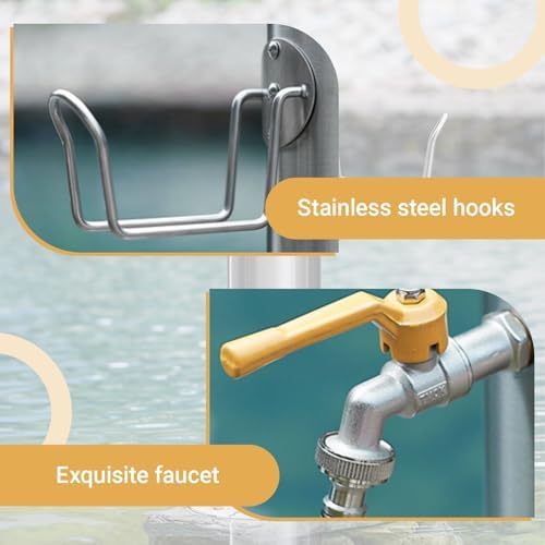 Stainless Steel Garden Water Column with Faucet - Outdoor Anti-Freeze Fountain & Hose Connector for Irrigation & Washing (Single Faucet, 50x20.5cm/19.7x8.1in) - Image 5