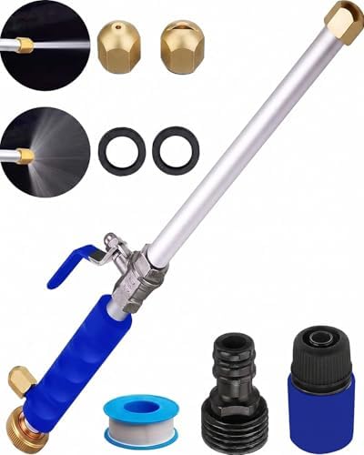 High Pressure Power Hydro Jet, 2-in-1 Garden Hose Nozzle with 2 Spray Modes & Quick Connectors, for Car Patio Pet Garden Cleaning (Blue) by Voph