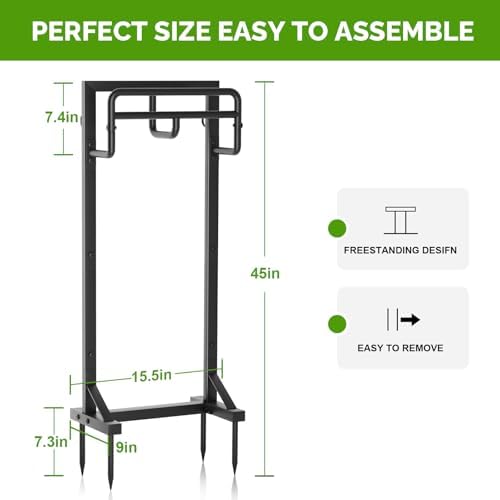 Garden Hose Holder with Stable Base and Tool Hooks, GAVISCITY Heavy-Duty Metal Hose Hanger Garden Hose Storage Holds 151Ft Hose, Rustproof Freestanding Water Hose Holder for Outside, Yard, Lawn, Black - Image 3