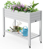 Vixzen 33.7" Tall Raised Garden Bed Outdoor with Wheels & Shelf, Divisible Resin Planter Box with Drainage Gauge, Planter Bed Box for Vegetables/Herbs, Backyard, Patio, Balcony, Ashen (33.7" H) by Vixzen
