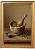 Gold Vintage Framed Mortar and Pestle Still Life Wall Art Kitchen Print by Unknown