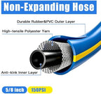Hybrid Polymer Garden Hose 5/8 in x 50 FT, Heavy Duty Water Hose with Solid Brass GHT Fittings, Lightweight, Kink-Resistant, All-Weather, 600 PSI Burst Pressure - Image 2