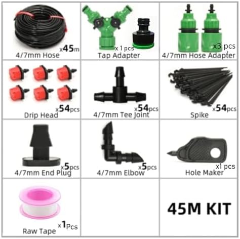 Garden Supplies 5-60M Drip Irrigation System Plant Watering Set Watering Kits Adjustable Drippers for Irrigation Micro Garden Watering System Irrigation Supplies(45M54Pcs) - Image 2