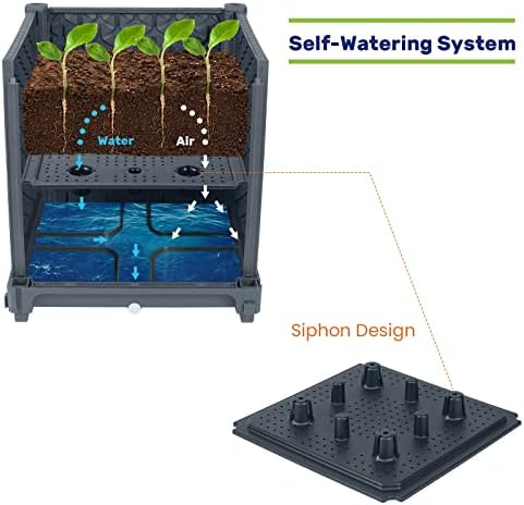 LINEX Raised Garden Bed Planter Box with Trellis, 56.7” Tomato Planters for Climbing Plants Vegetable Vine Flowers Outdoor Patio, Tomatoes Cage w/Self-Watering & Wheels - Image 5