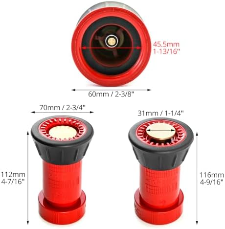 QWORK Fire Hose Nozzle, 4 Pack 1-1/2" Heavy Duty NPSH/NPT Thermoplastic Constant Flow Fog Nozzle, Brass and Polycarbonate, 100 Psi - Image 6