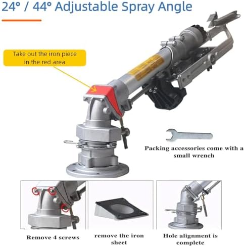 2.5"-3" Impulse Impact Sprinkler Farm Irrigation Sprinkler 360° Large-Area Watering Spray, Lawn Sprinkler Irrigation Spray Gun, with Replacement Nozzle & Welding francs for Farmland Lawn Watering - Image 4