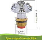 1/2"（DN15） Brass Mist Nozzle Thread Mist Nozzle for Lifting Garden Bed Backyard Outdoor Cooling System（Pack of 5） Span-Shaped Three-Jet Filter 5pcs - Image 3