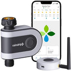 Raindrip R875CT Hose-End Smart Water Sprinkler Timer, Wi-Fi, Wireless Hose Faucet Bibb Timer for Garden, Drip Irrigation System Controller, Free App via 2.4 GHz Gateway Combo,GHT Compatible, Gray by Raindrip