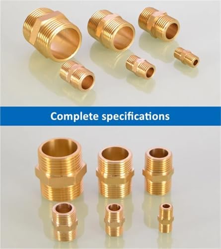 Hose Connector 6pcs Brass Pipe Hex Nipple Fitting 1/8" 1/4" 3/8" 1/2" 3/4" 1" BSP Male Thread Quick Adapter Coupler Connector for Garden Fitting(1l2to1) - Image 3